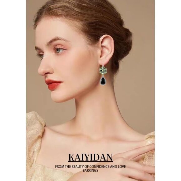 Osidian Flower Opal Tear Statement Vintage Long Summer Earring for Women Jewelry - Picture 8 of 9